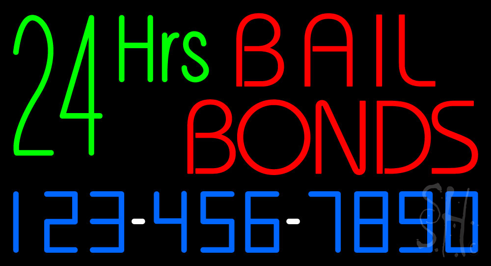 24 Hrs Bail Bonds with Phone Number Neon SignBail Bonds Neon Signs Every Thing Neon