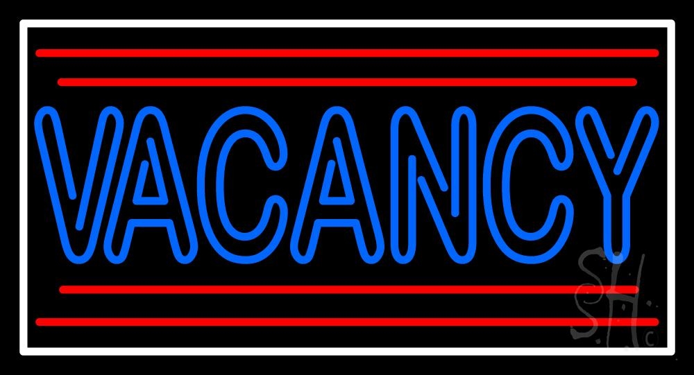 Double Stroke Blue Vacancy With Border Neon Sign Vacancy Neon Signs
