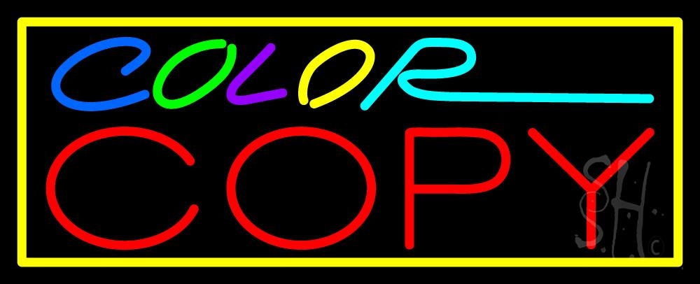 Multi Colored Color Copy With Border LED Neon Sign - Fax & Copies Neon ...