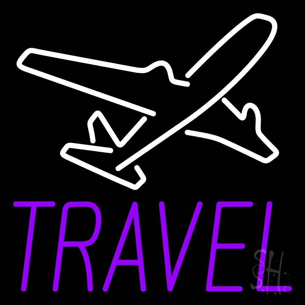 Purple Travel With Logo LED Neon Sign - Travel Neon Signs - Everything Neon