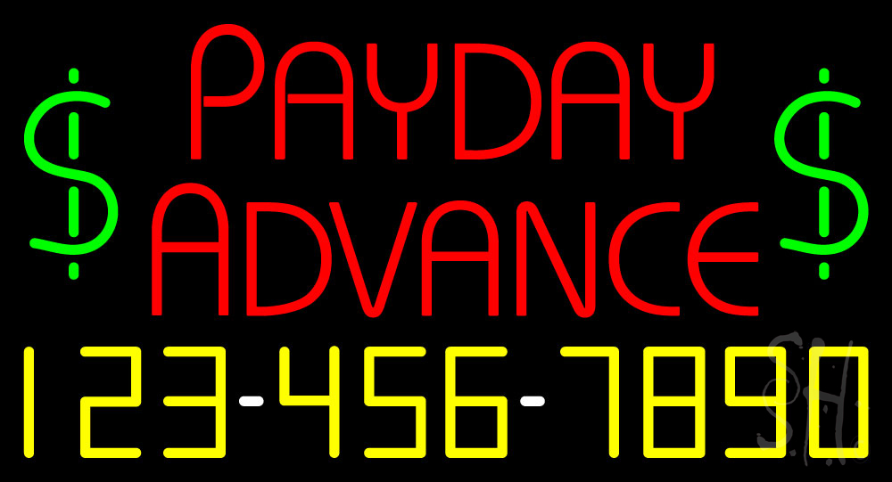 Red Payday Advance with Phone Number LED Neon Sign Payday Advance