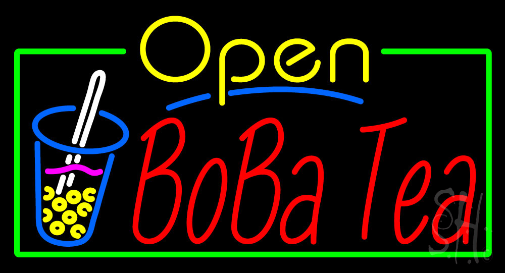 Open Boba Tea Neon Sign | BoBa Tea Neon Signs - Every Thing Neon